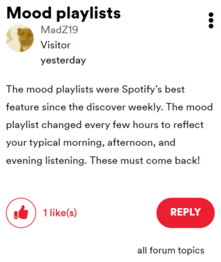 Spotify mood playlist missing