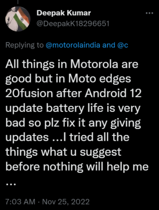 Motorola battery life issue