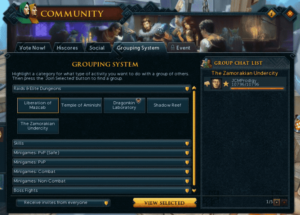 RuneScape grouping system
