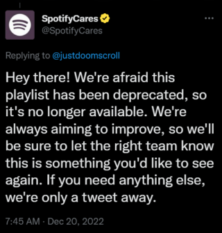 SpotifyCares response