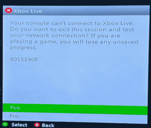 Xbox 360 live issue