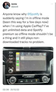 Spotify-is-offline-error-on-Apple-CarPlay