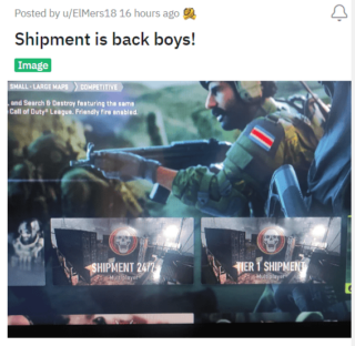 COD Shipment is back