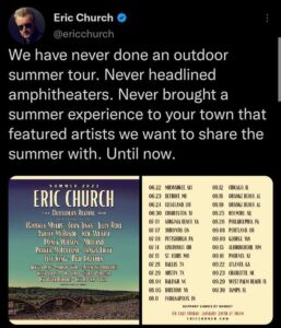 eric church tour 2023 presale code