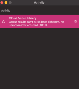 Apple Music library not syncing on Mac & shows a '4007 error'