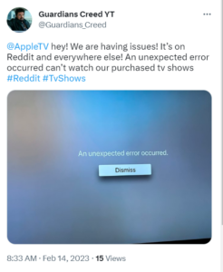 Apple unexpected error