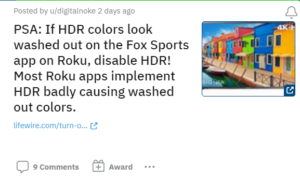 HDR off on Fox roku