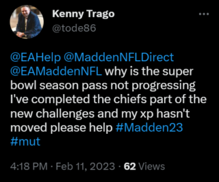 Madden 23 not getting XP from Super Bowl challenges