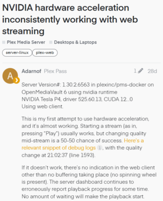 champignon mammal dræne Plex Media Server Nvidia GPU hardware decoding fails glitch