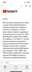 YouTube TV MLB networks