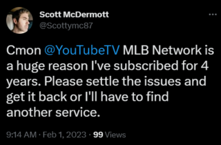 MLB network exit YouTube TV