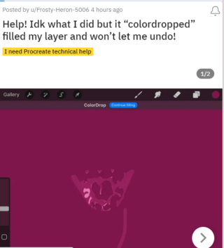 procreate colordrop not working as intended