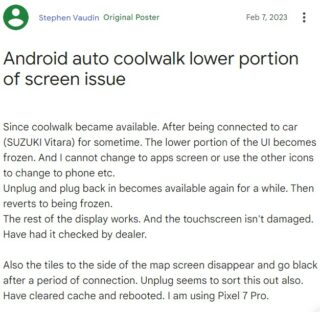 Android-Auto-Coolwalk-screen-freezing-issue