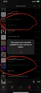 Apple Music songs greyed out