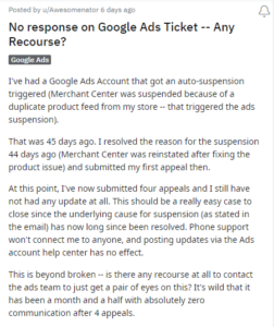 Google Ads poor customer support