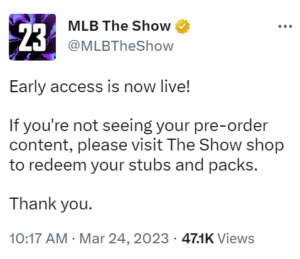 MLB-The-Show-23-pre-oder-packs-not-showing-up