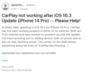 Apple-CarPlay-not-working-after-iOS-16.3.1-update