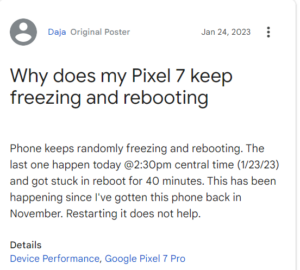 google 7 and 7 pro rebooting