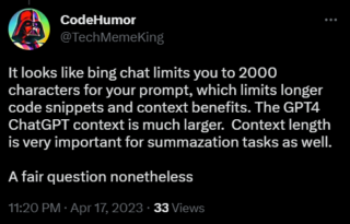 Bing Chat character limit