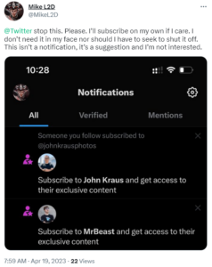 Twitter-Subscribe-to-Mr-beast-and-John-Kraus-notification