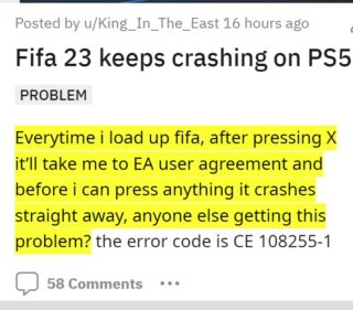 FIFA 23: erro CE-108255-1 é um bug que impede iniciar o game