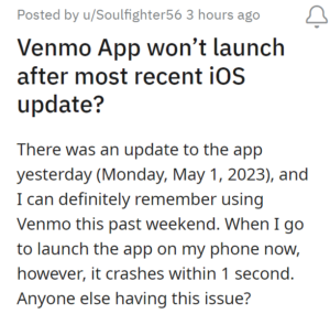 Venmo-app-crashing-on-iOS-device