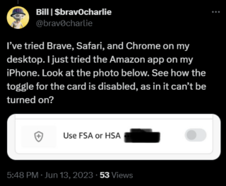 Amazon no longer accepting HSA/FSA cards