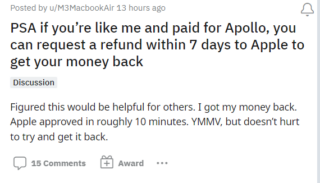 Apollo refund