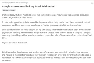 Google-Pixel-Fold-order-keeps-getting-cancelled-issue-1