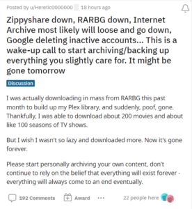 RARBG shutdown archive or backup content