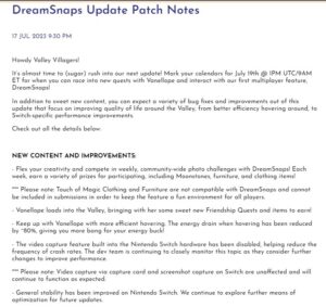 DreamSnaps-update-patch-notes