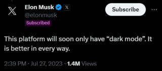 Elon Musk Dark mode