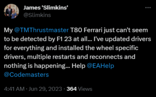 F1 23 Racing wheel not working on Xbox