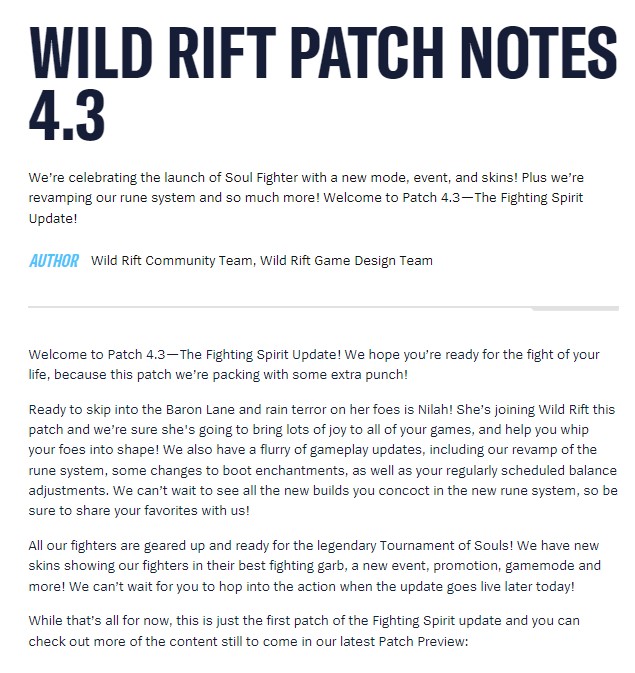 League of Legends Wild Rift Patch 4.3 to introduce Fighting Spirit