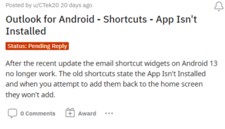 Microsoft Outlook Calendar shortcut widget