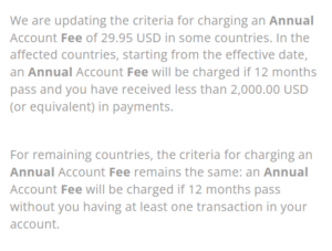 Payoneer-new-annual-account-fee