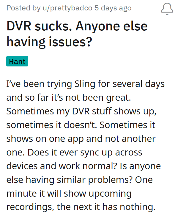 Sling TV DVR recordings shows not recording or disappearing