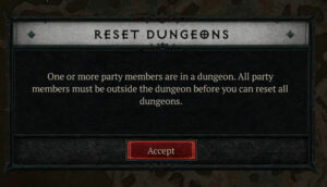 Diablo IV Reset Dungeon button not working