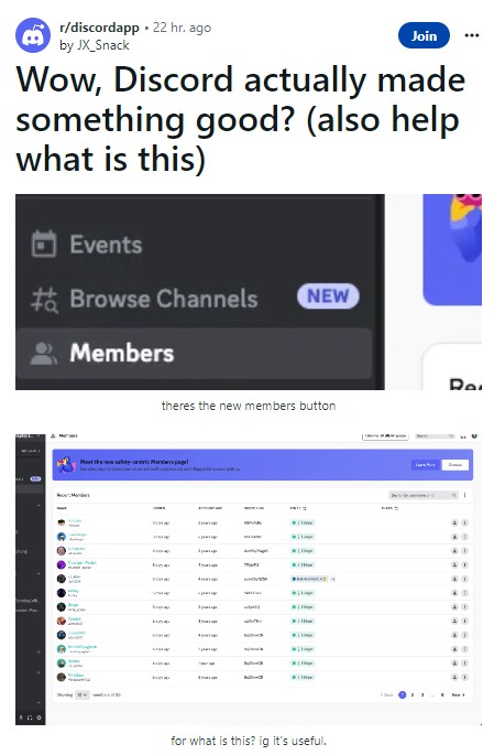 Members Page – Discord