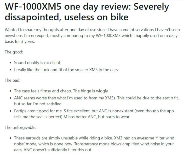 Sony WF1000XM5 missing wind noise reduction option