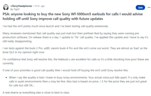 Sony-WF-1000XM5-poor-call-quality-advise