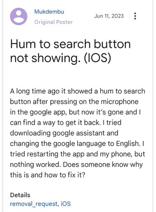 Google ‘hum to search a song’ feature missing on iOS