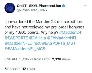 PiunikaWeb on X: [Update: Madden 24 too] Madden 23 points missing or not  received after purchased? You're not alone    / X