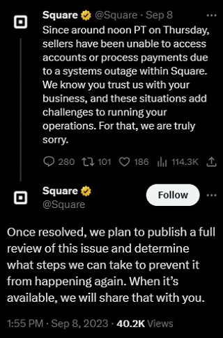 Square-outage-acknowledgment