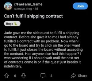 Fae Farm shipping contracts