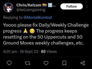 Mortal Kombat 1 weekly missions resetting