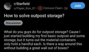 Starfield storage containers lack space 