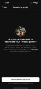 Deactivate Threads profile