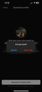 Deactivate Account on the Threads App