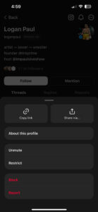 How to unmute an account on Threads app